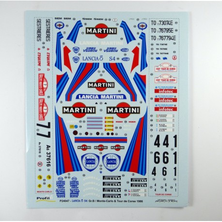 Decals Lancia Delta S4 Tour de Corse et Monte Carlo 1986, 1/24