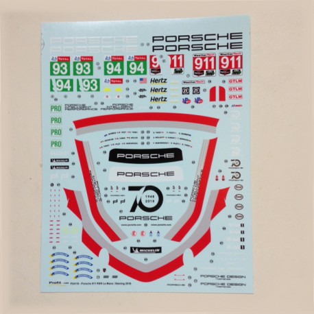 1/24 Decal Porsche 911 RSR Usine n°93/94 Le Mans/Sebring  2018, Profil 24